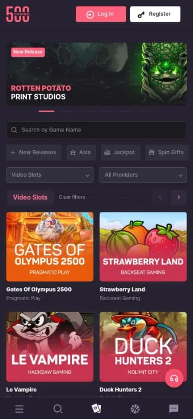 500 Casino mobile site
