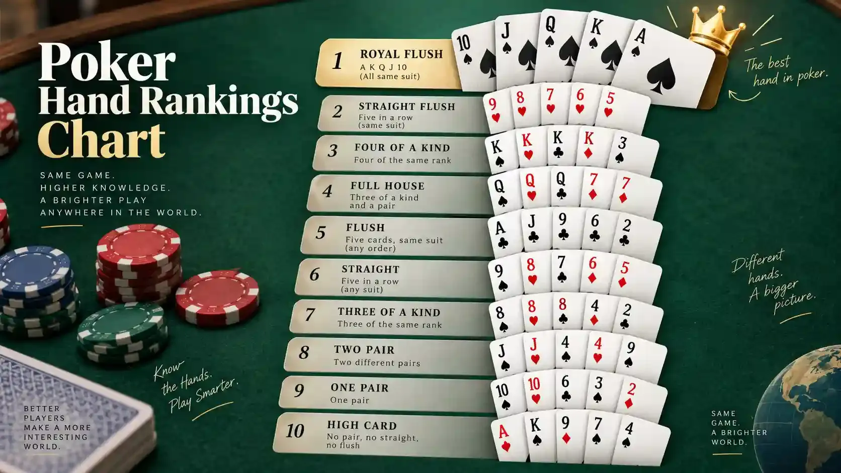 Poker Hand Rankings Chart: Hands From Best to Worst
