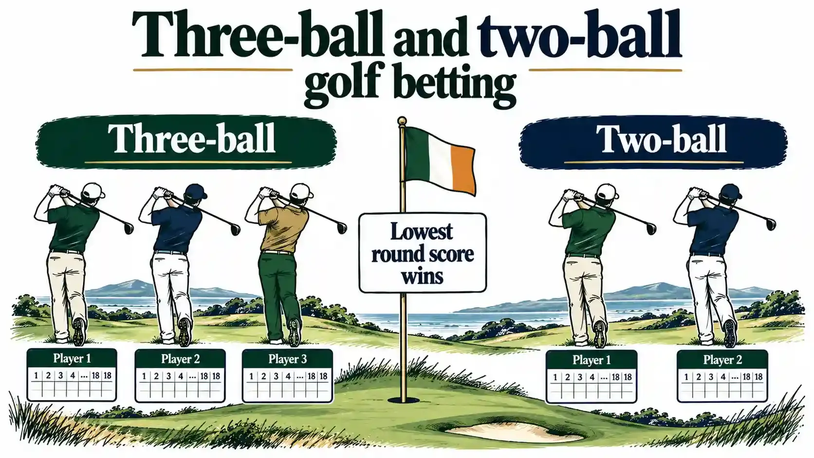 Three-ball and two-ball betting in golf