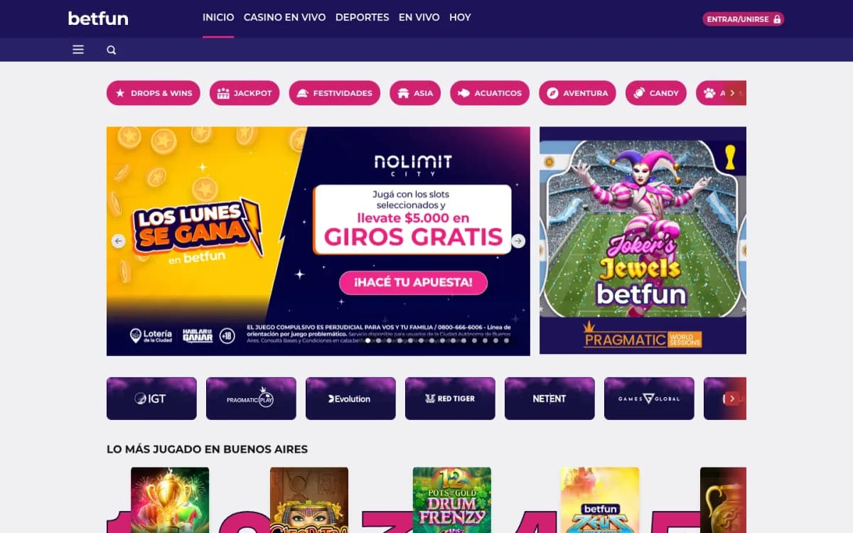 Betfun en computadora