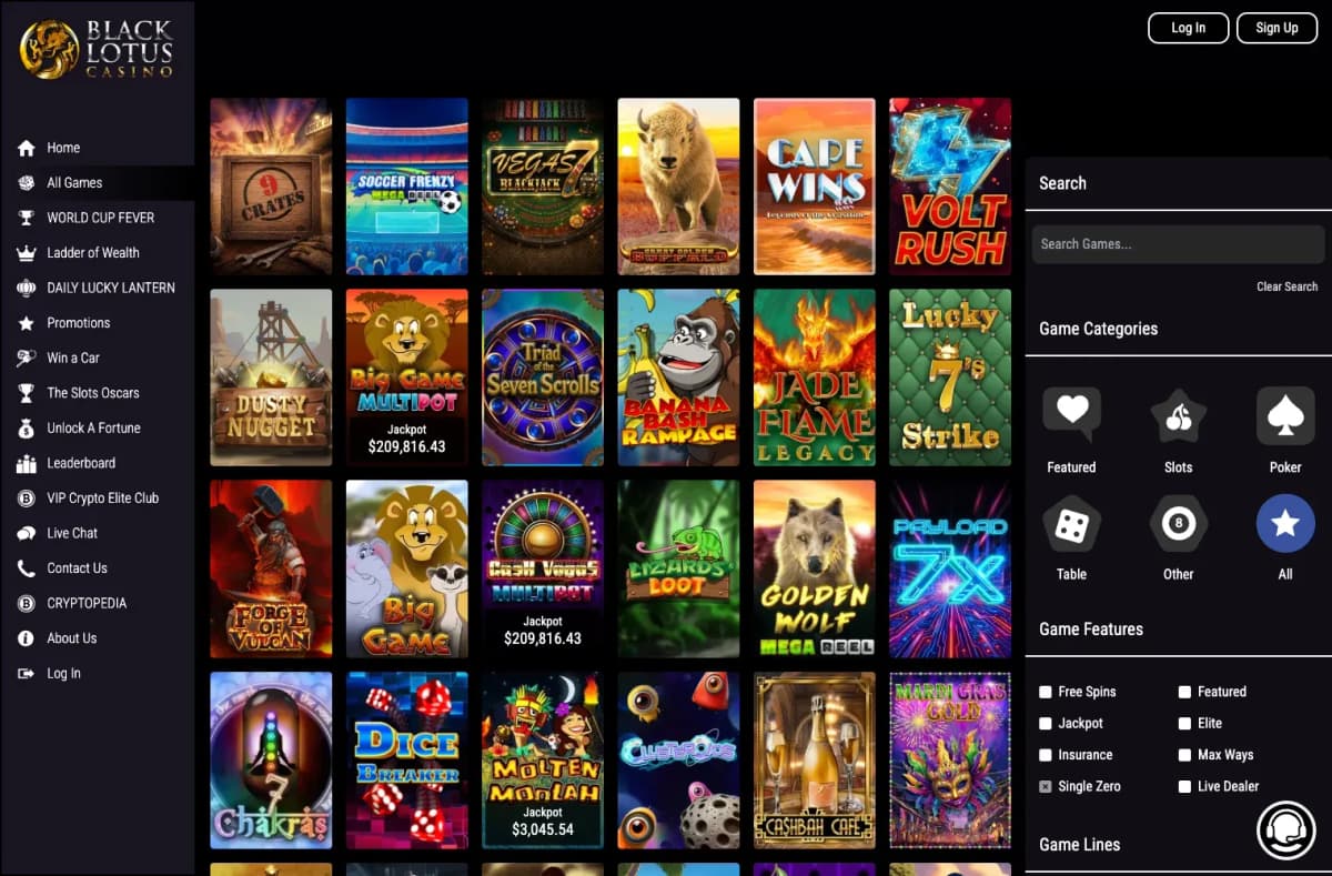 Black Lotus Casino desktop site