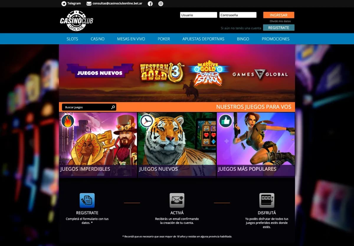Casino Club Online en computadora