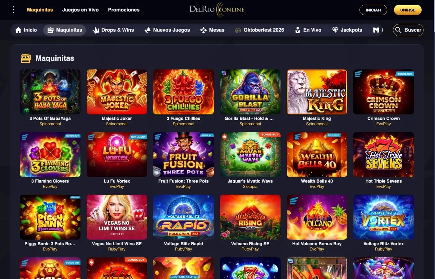 Casino del Río Online desktop