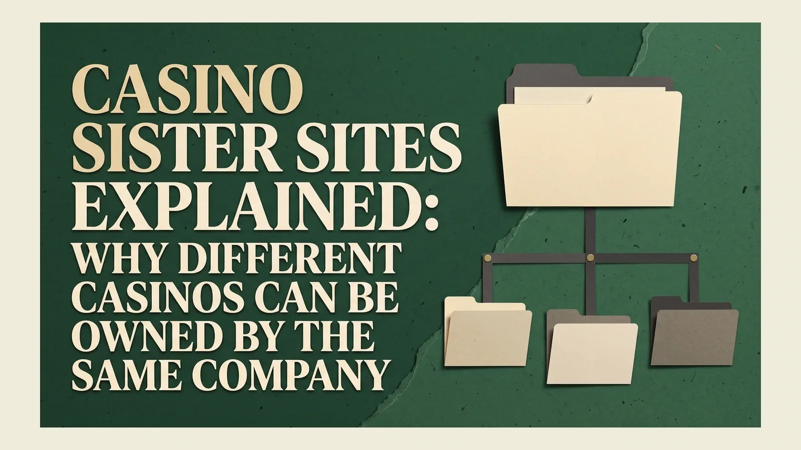 One large folder branches to three smaller folders beside the headline explaining shared casino ownership.