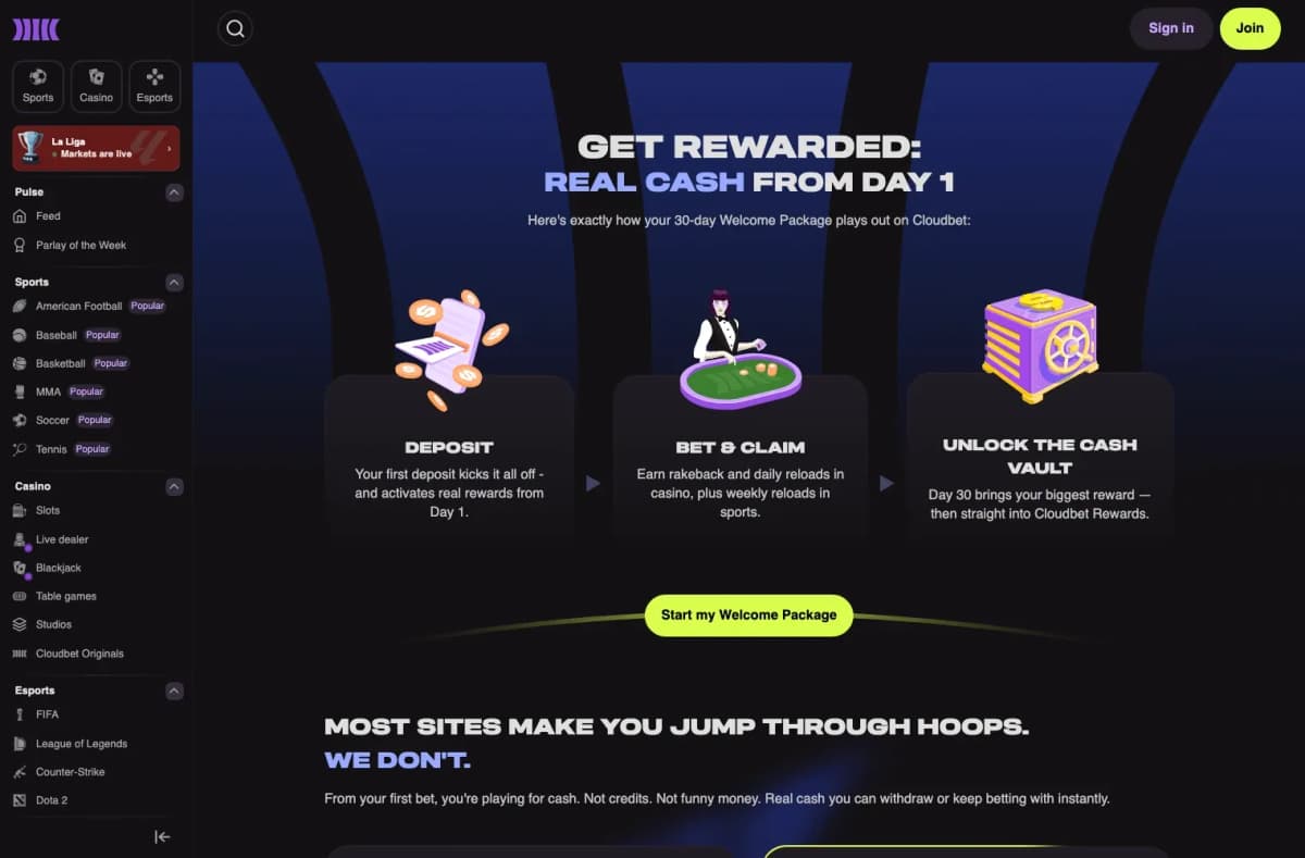 Cloudbet desktop site