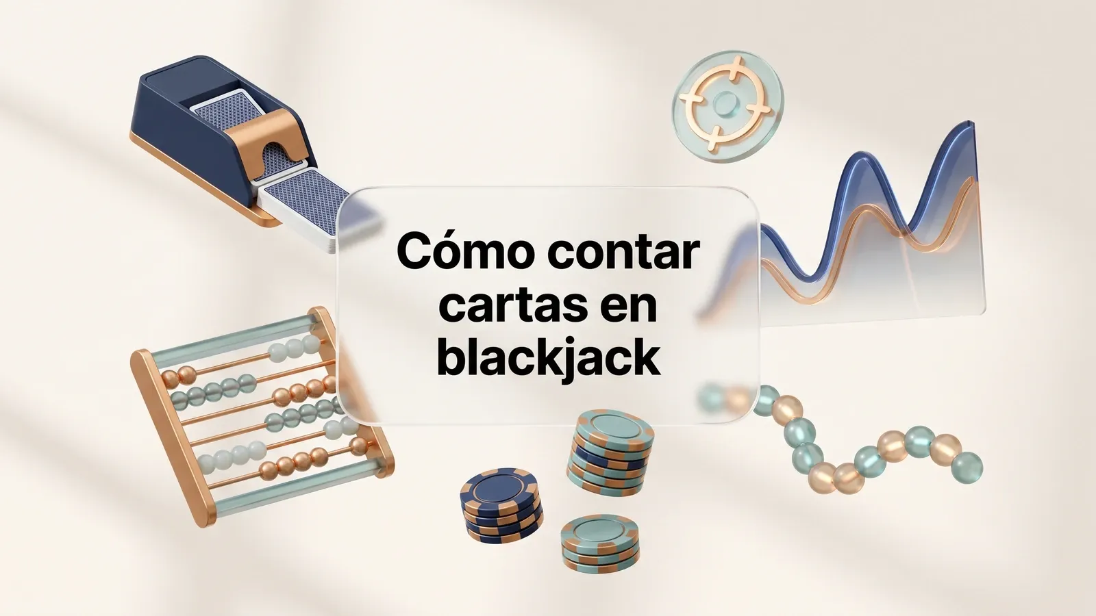 Conteo de cartas en blackjack representado con ábaco y baraja