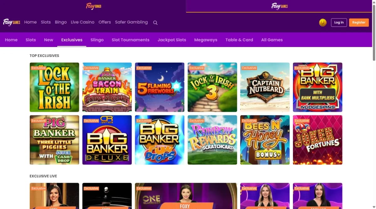 Foxy Bingo desktop site