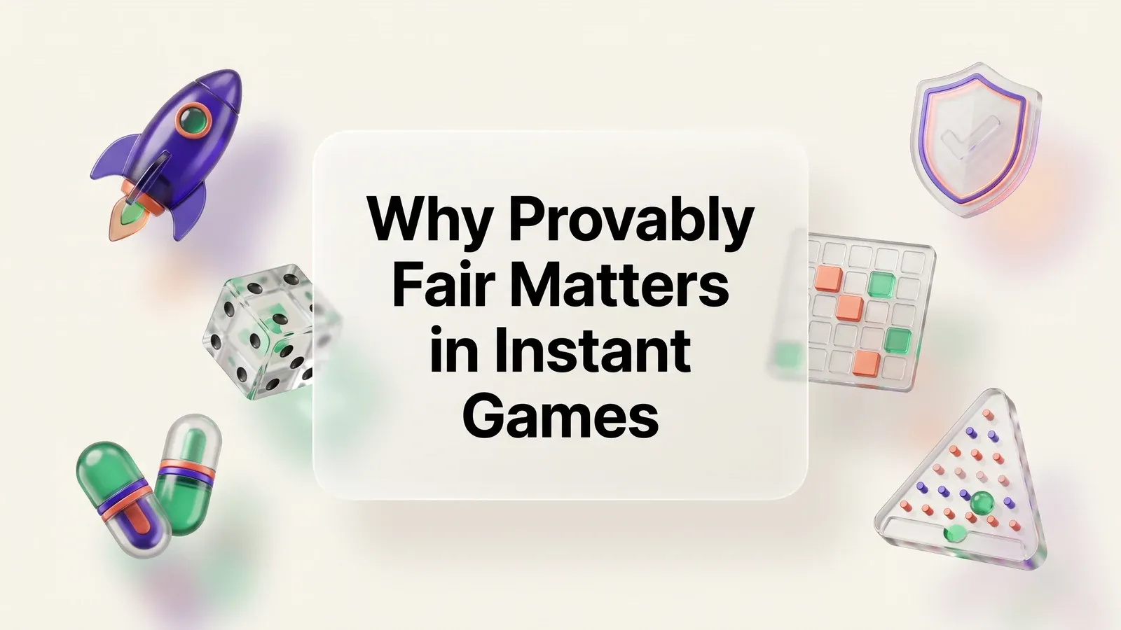 Instant-game fairness illustrated with dice, crash, mines, Plinko and cryptographic seeds
