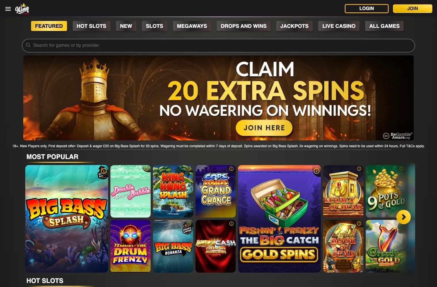 King Casino desktop