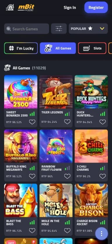 mBitcasino mobile site