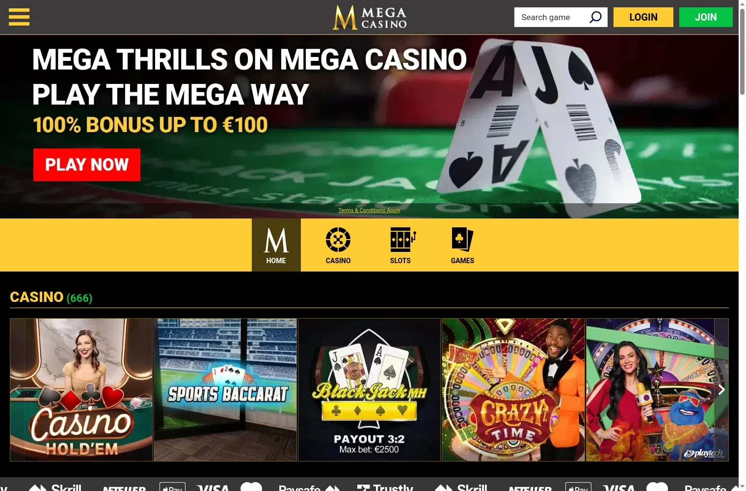Mega Casino desktop