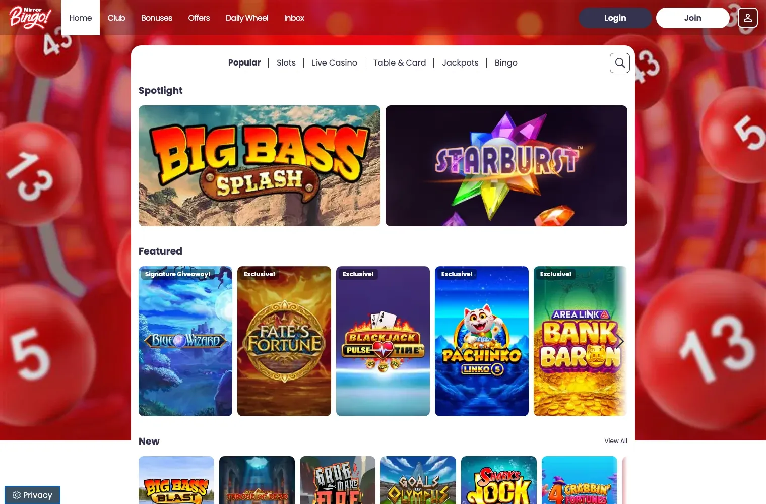 Mirror Bingo desktop
