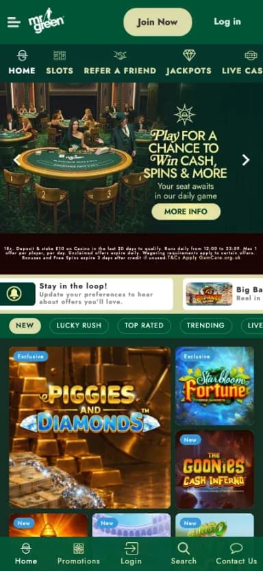 Mr Green mobile site