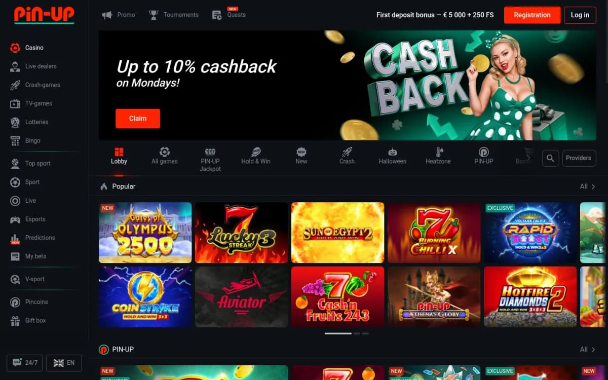 Pin-Up Casino desktop site