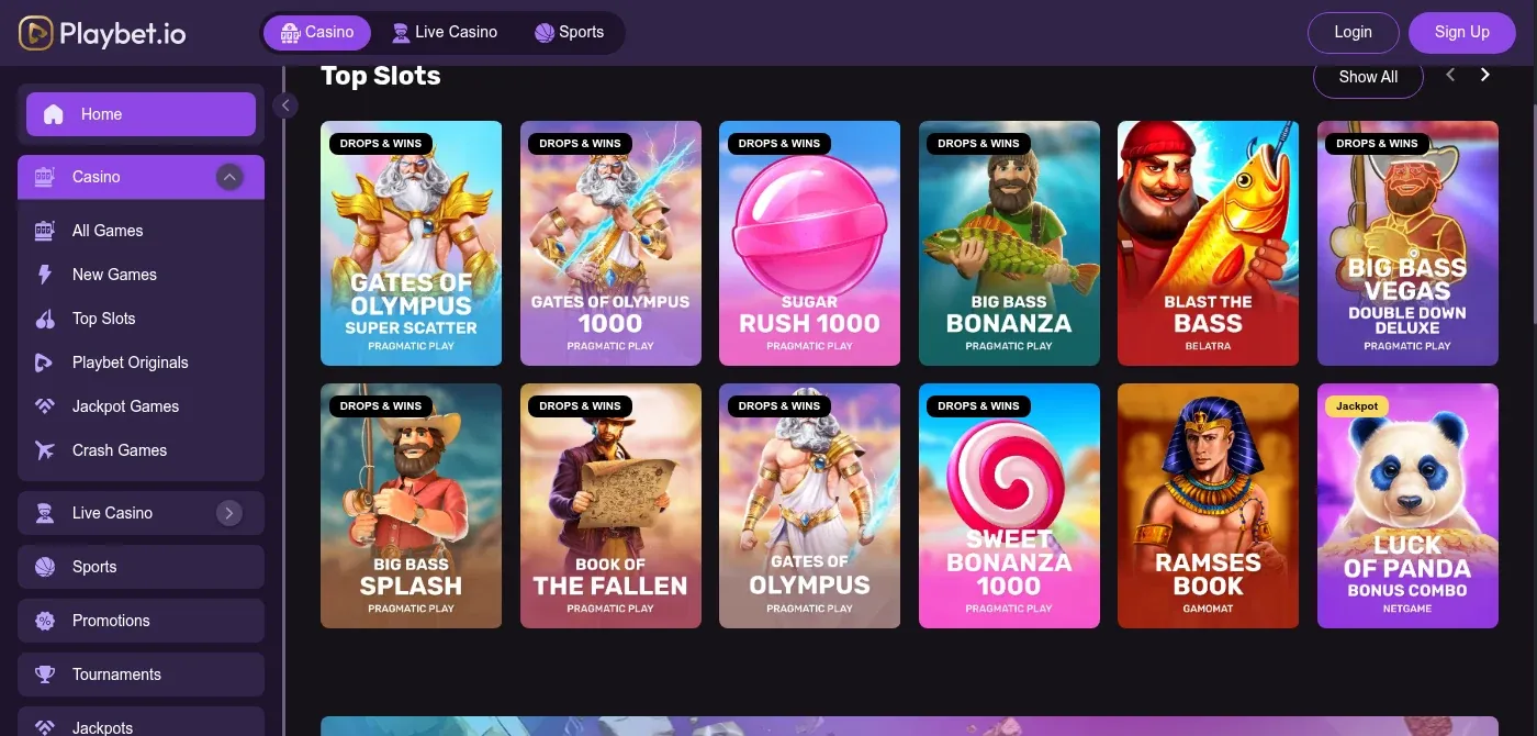 Playbet.io desktop