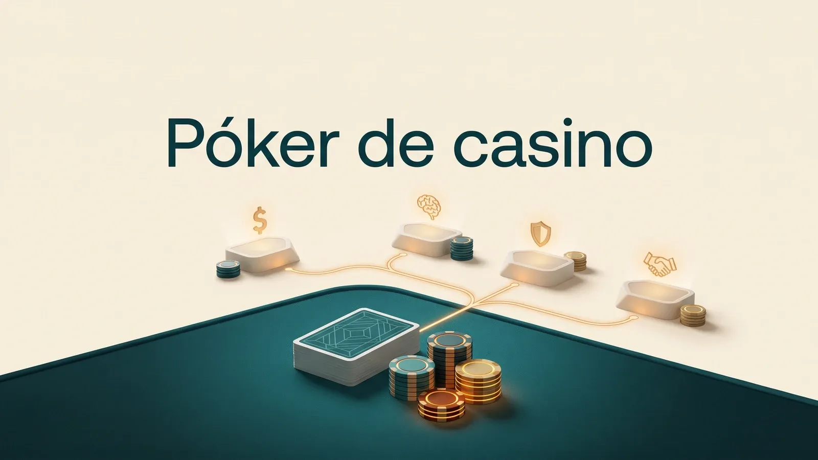 Portada de póker de casino con cartas y fichas sobre una mesa
