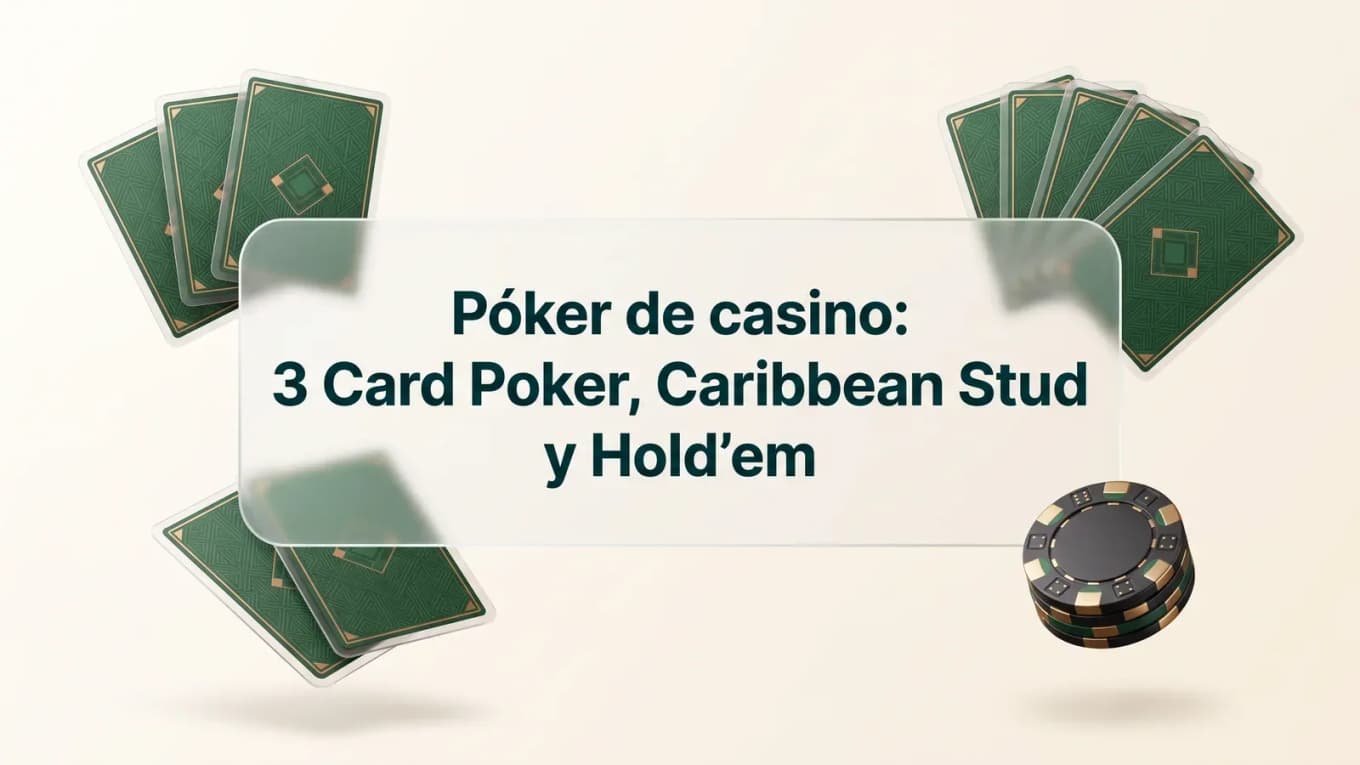 Portada de póker de casino con cartas, fichas y el título del artículo