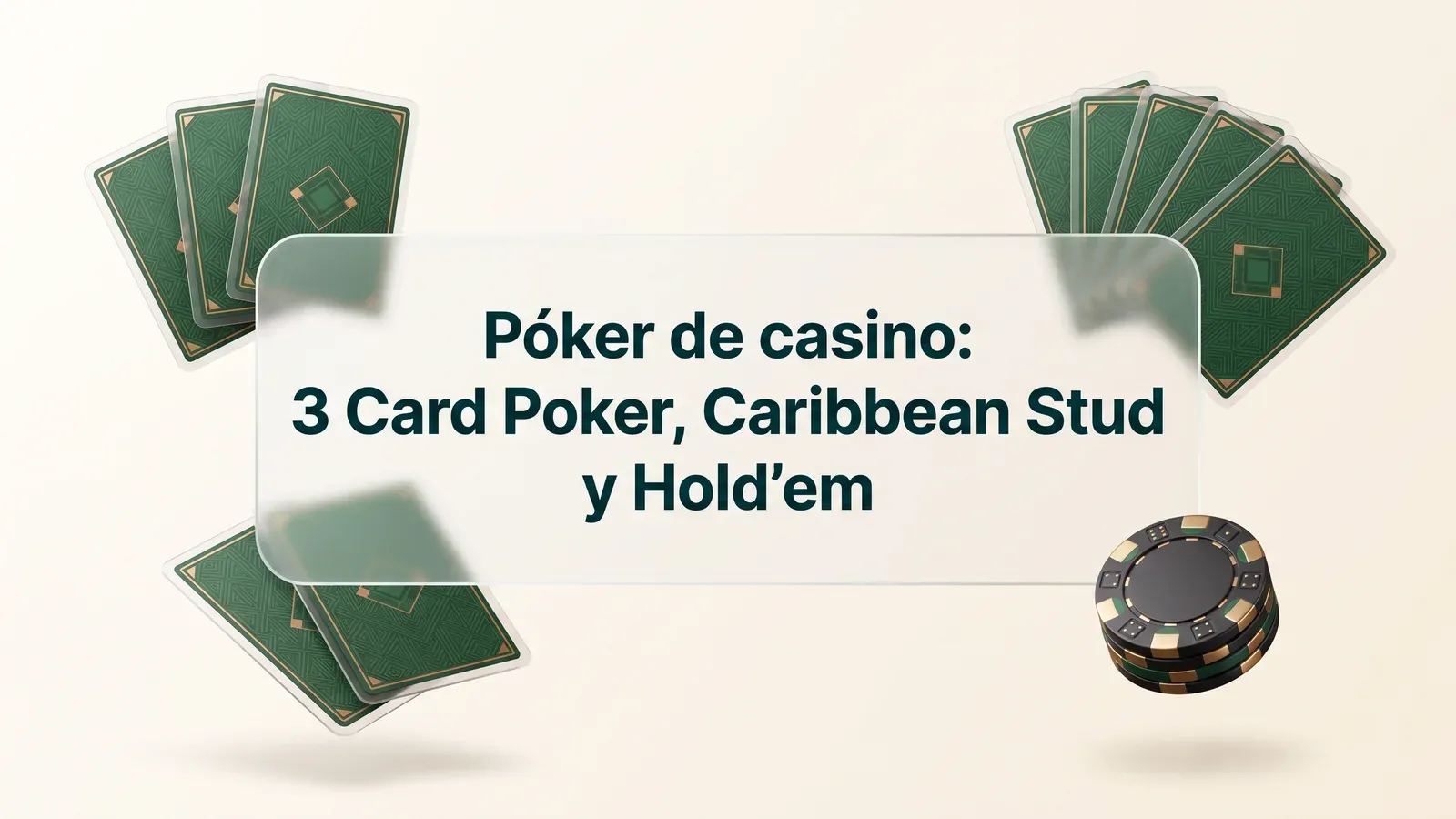 Portada de póker de casino con cartas, fichas y el título del artículo