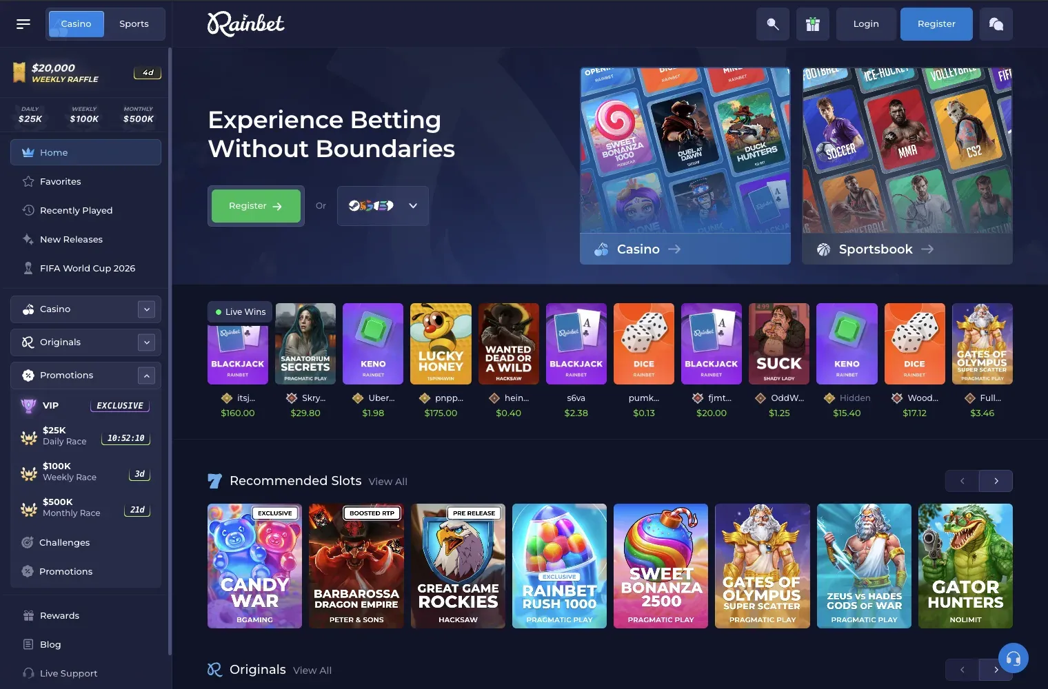 Rainbet desktop