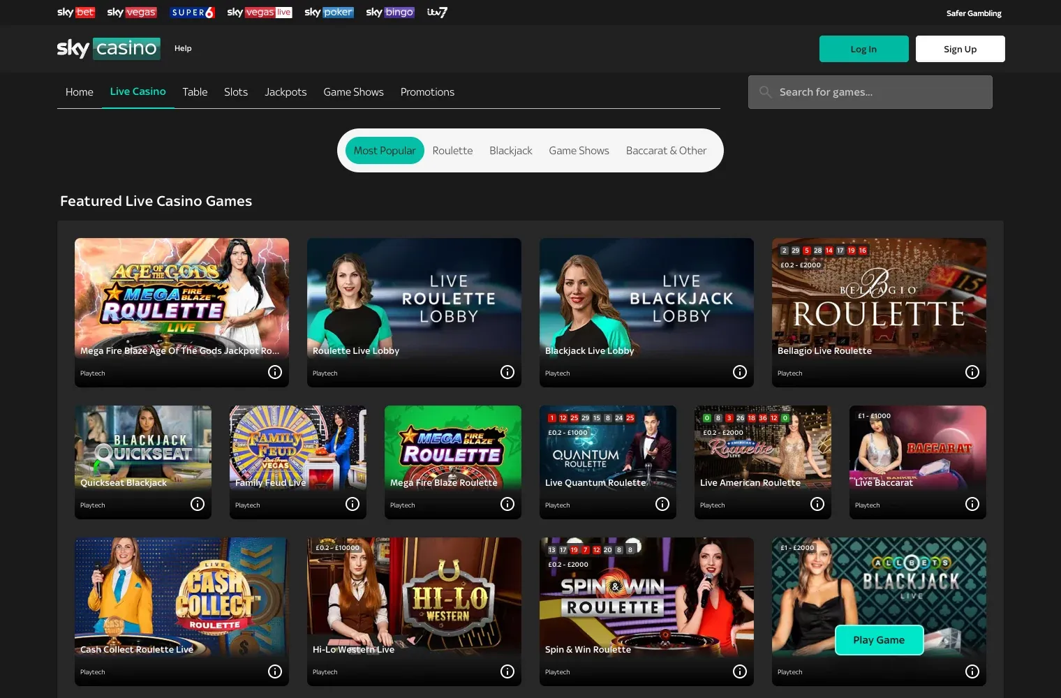 Sky Casino desktop