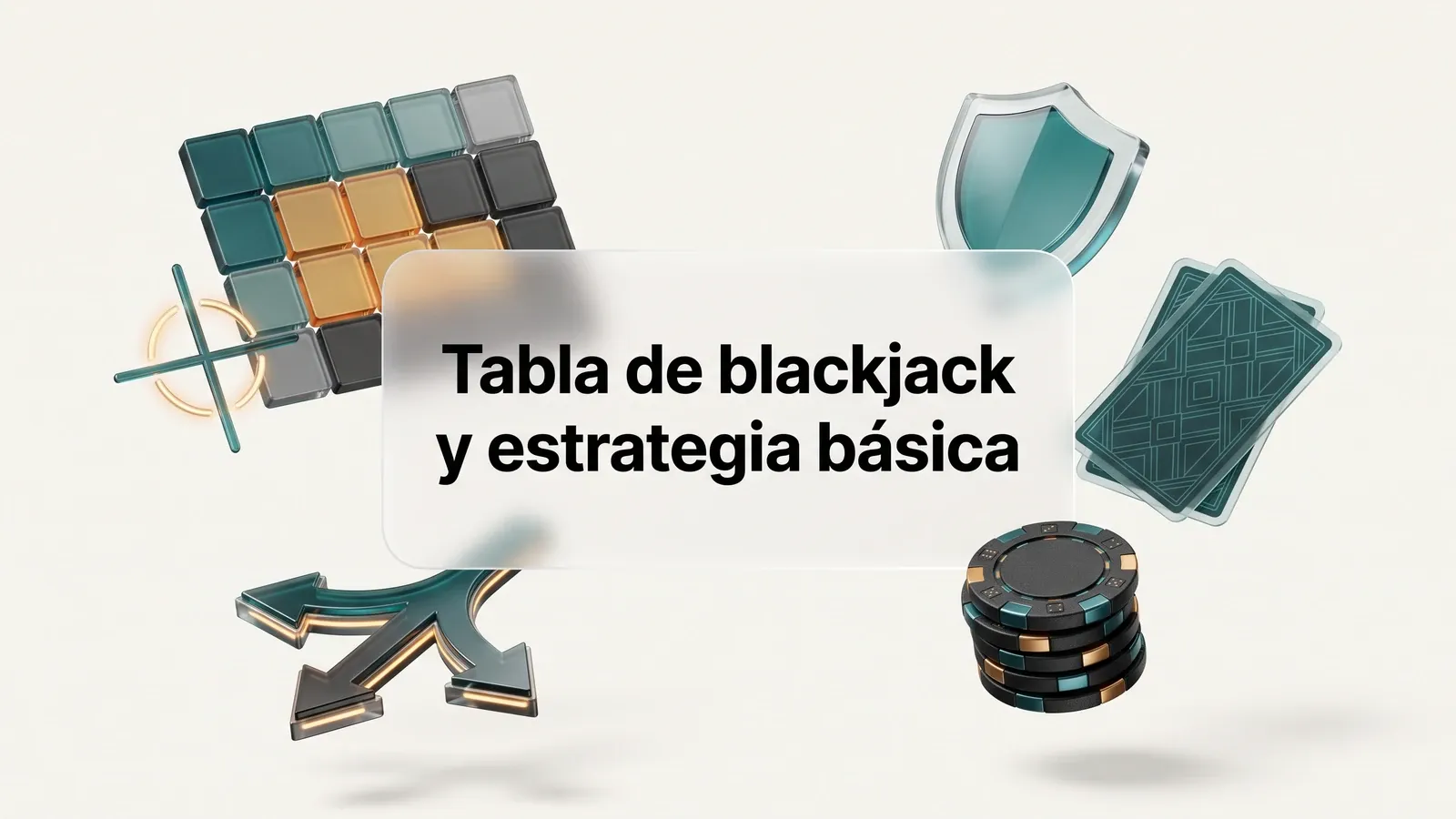 Tabla de estrategia básica de blackjack con cuadrícula y fichas