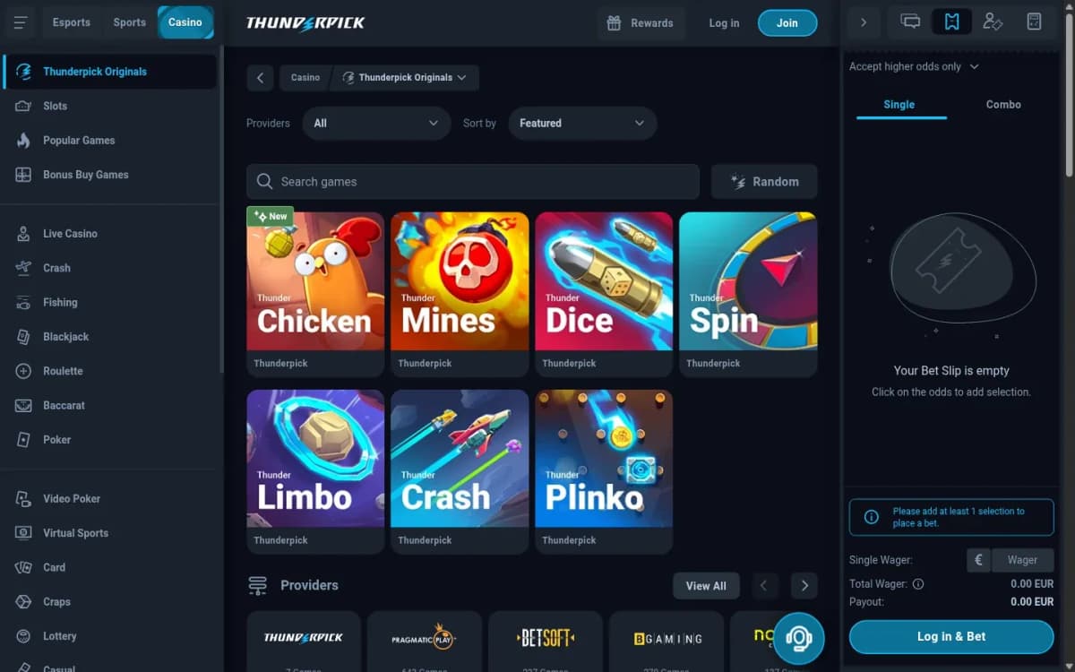 Thunderpick desktop site