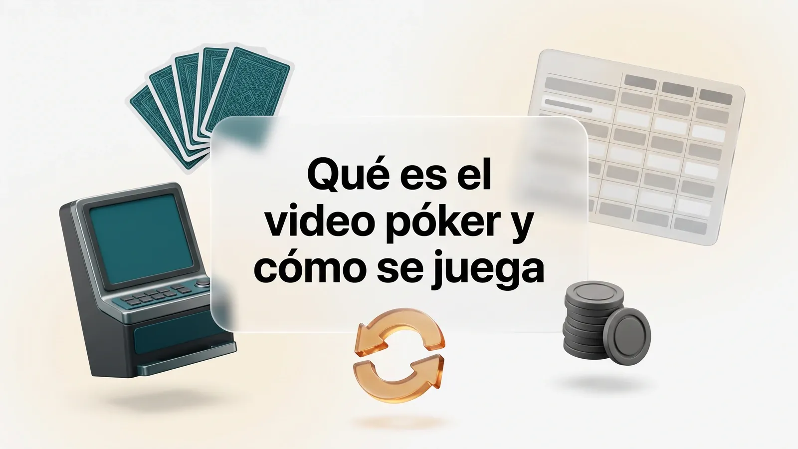 Portada de video póker con terminal, cartas y el título del artículo