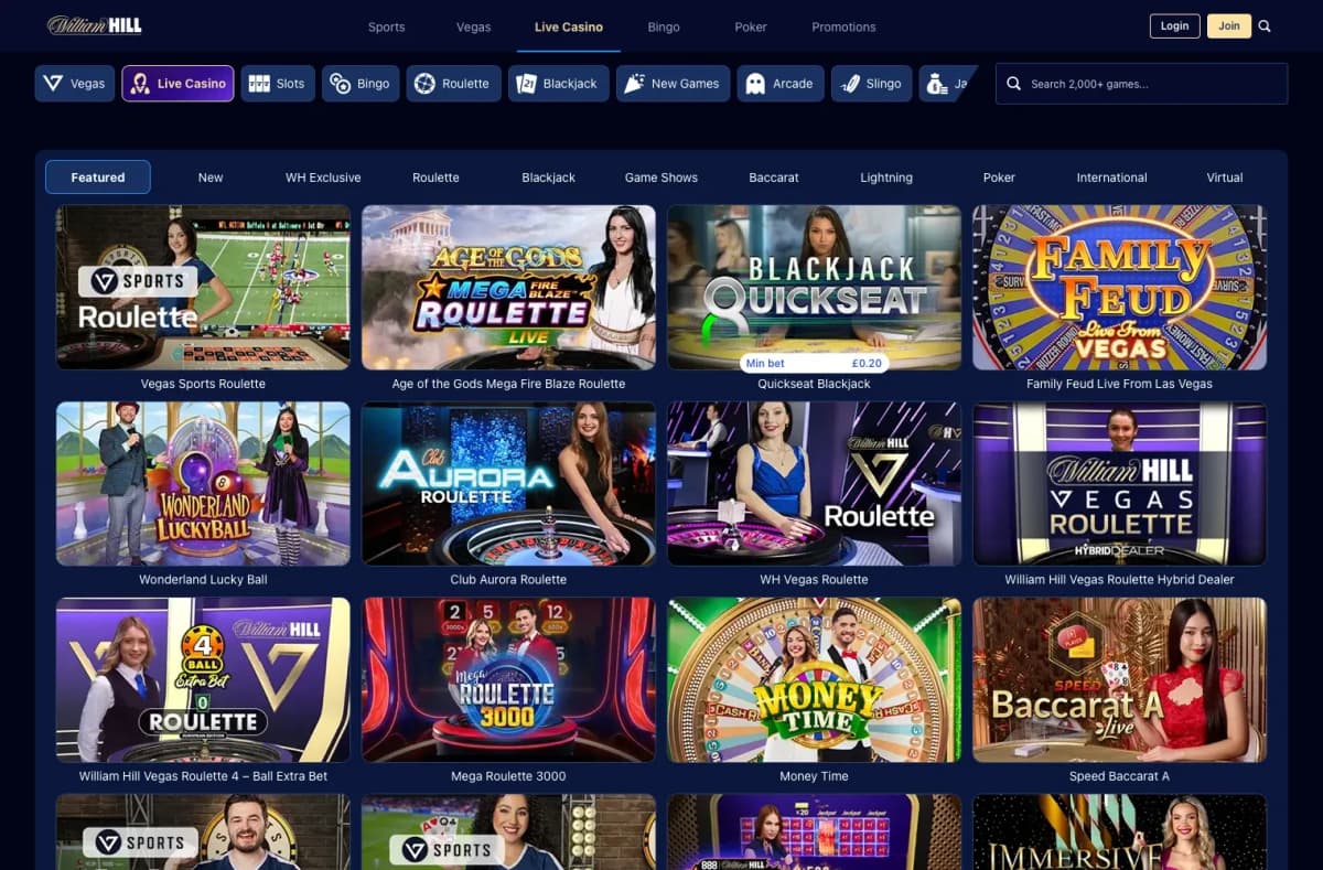 William Hill desktop site