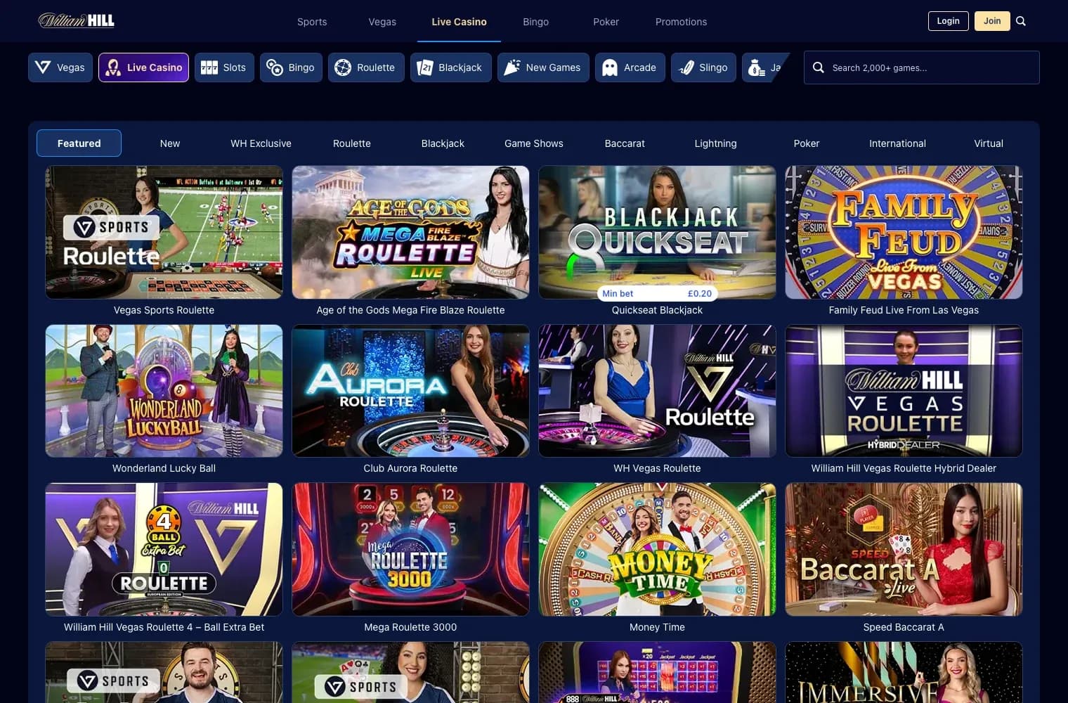 William Hill desktop